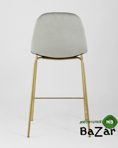 Стул полубарный Валенсия велюр серый золотые ножки