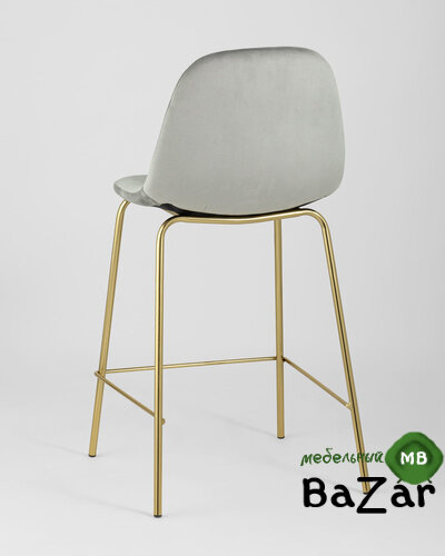 Стул полубарный Валенсия велюр серый золотые ножки