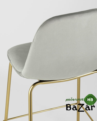 Стул полубарный Валенсия велюр серый золотые ножки