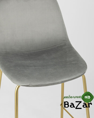 Стул полубарный Валенсия велюр серый золотые ножки
