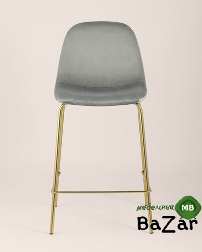 Стул полубарный Валенсия велюр серый золотые ножки