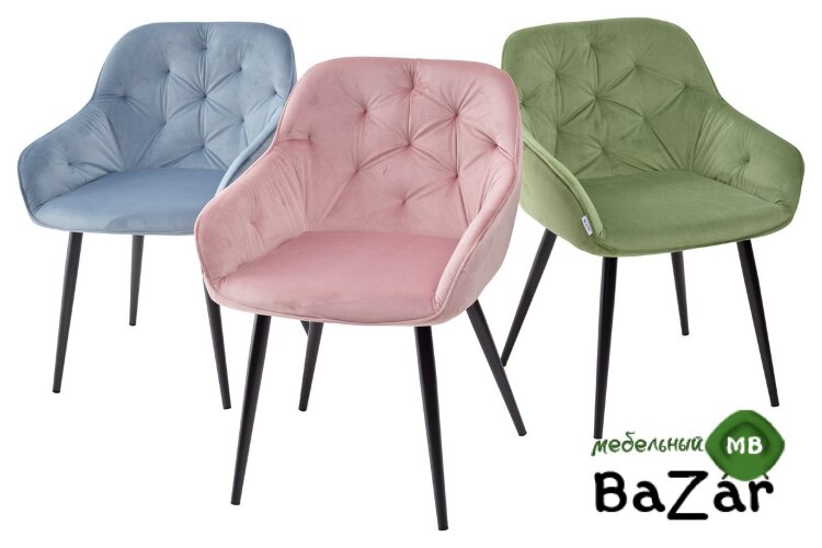 Стул BREEZE G108-27 террариумный мох/ черный каркас, велюр