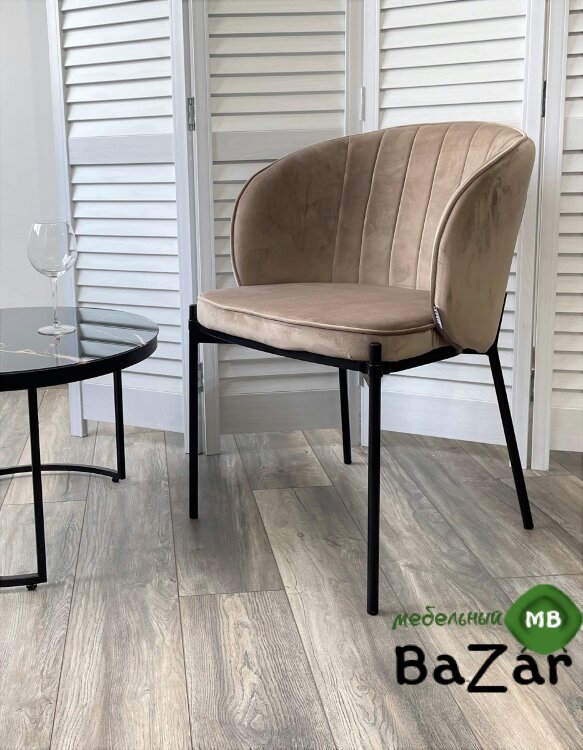 Стул DIANA BLUVEL-40 BEIGE, велюр / черный каркас