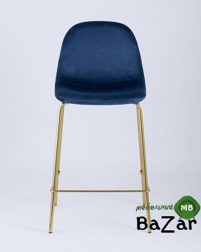 Стул полубарный Валенсия велюр синий золотые ножки