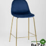 Стул полубарный Валенсия велюр синий золотые ножки