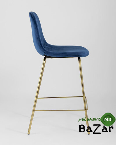 Стул полубарный Валенсия велюр синий золотые ножки