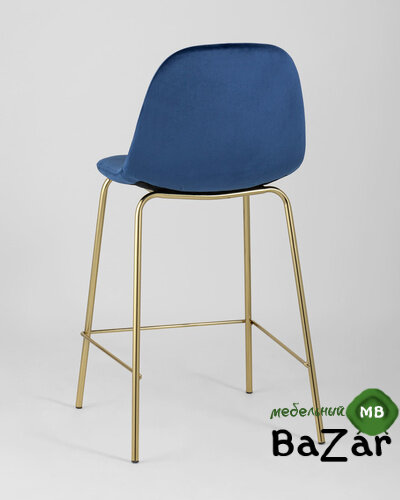 Стул полубарный Валенсия велюр синий золотые ножки