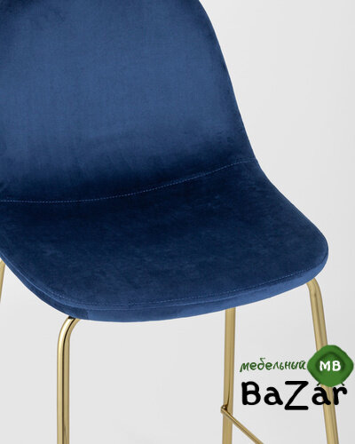 Стул полубарный Валенсия велюр синий золотые ножки