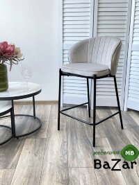Полубарный стул WENDY BLUVEL-03 LIGHT GREY (H=65), велюр