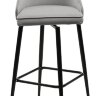 Барный стул ПАРКЕР H-09 Светло-серый, велюр / черный каркас, поворот.360 град.,