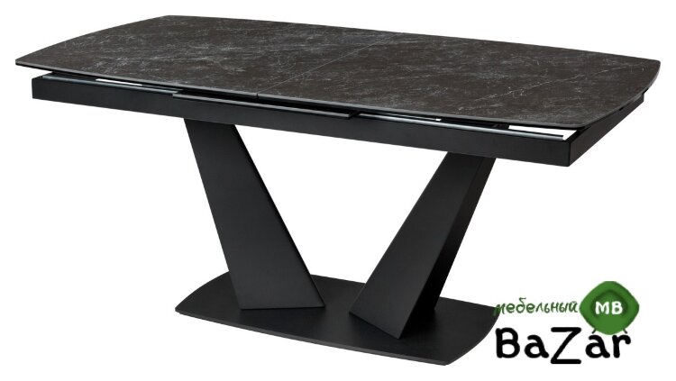 Стол ACUTO2 170 BLACK MARBLE Черный мрамор матовый, керамика/ черный каркас