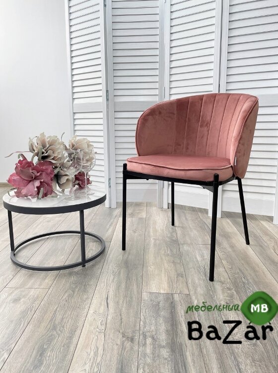 Стул DIANA BLUVEL-52 PINK, велюр/ черный каркас