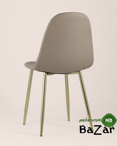 Стул Валенсия экокожа коричневая золотые ножки