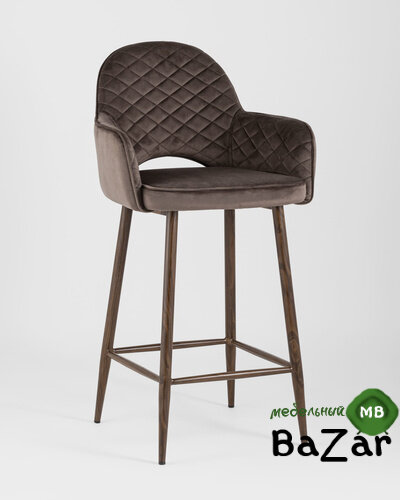 Стул полубарный Венера диамант велюр коричневый