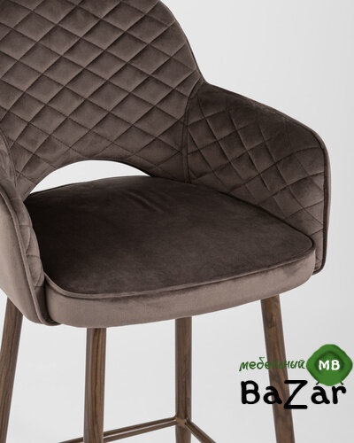 Стул полубарный Венера диамант велюр коричневый