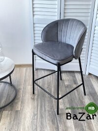 Полубарный стул WENDY BLUVEL-14 GREY (H=65), велюр