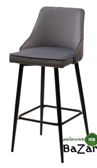 Барный стул ПАРКЕР H-14 Серый, велюр / черный каркас, поворот.360 град.,