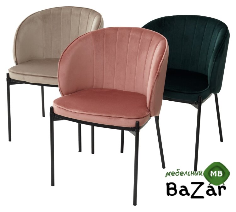 Стул DIANA BLUVEL-78 GREEN, велюр/ черный каркас