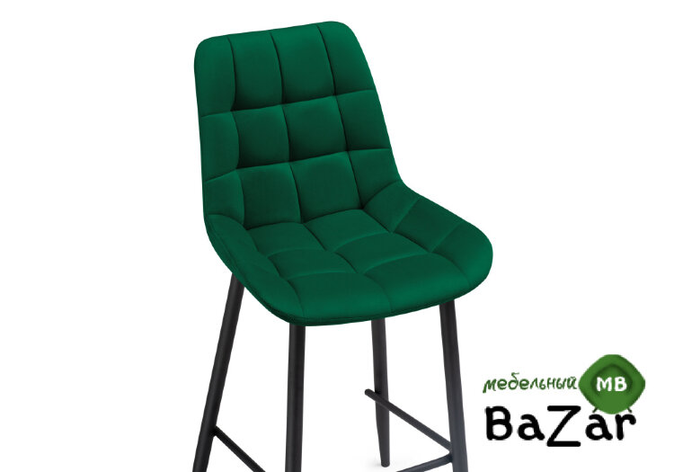 Барный стул Алст велюр зеленый / черный