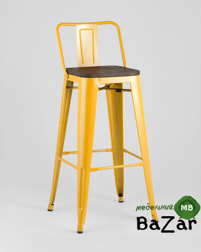 Стул барный TOLIX WOOD со спинкой желтый