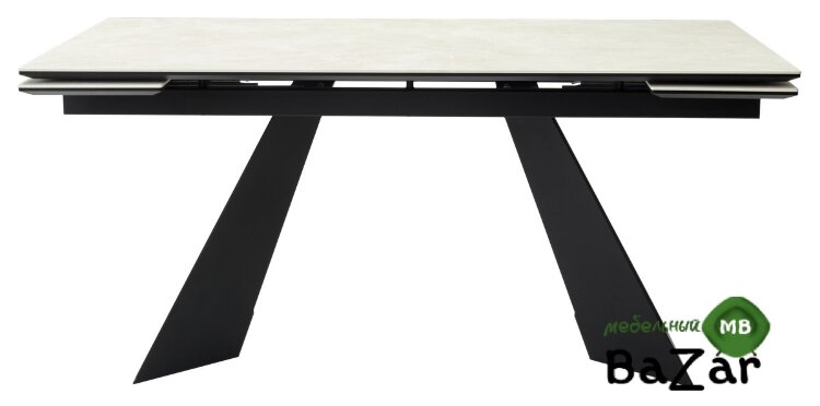 Стол Купер 160 Бежевый мрамор матовый, керамика / черный каркас