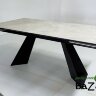 Стол Купер 160 Бежевый мрамор матовый, керамика / черный каркас