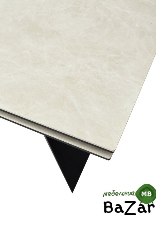 Стол Купер 160 Бежевый мрамор матовый, керамика / черный каркас