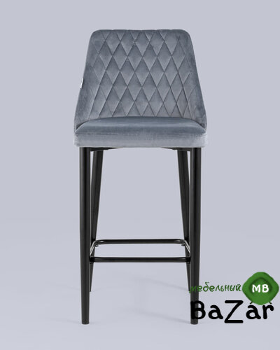 Стул полубарный Диего велюр серый