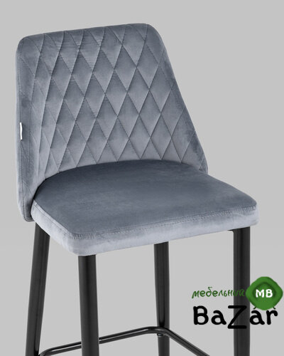 Стул полубарный Диего велюр серый
