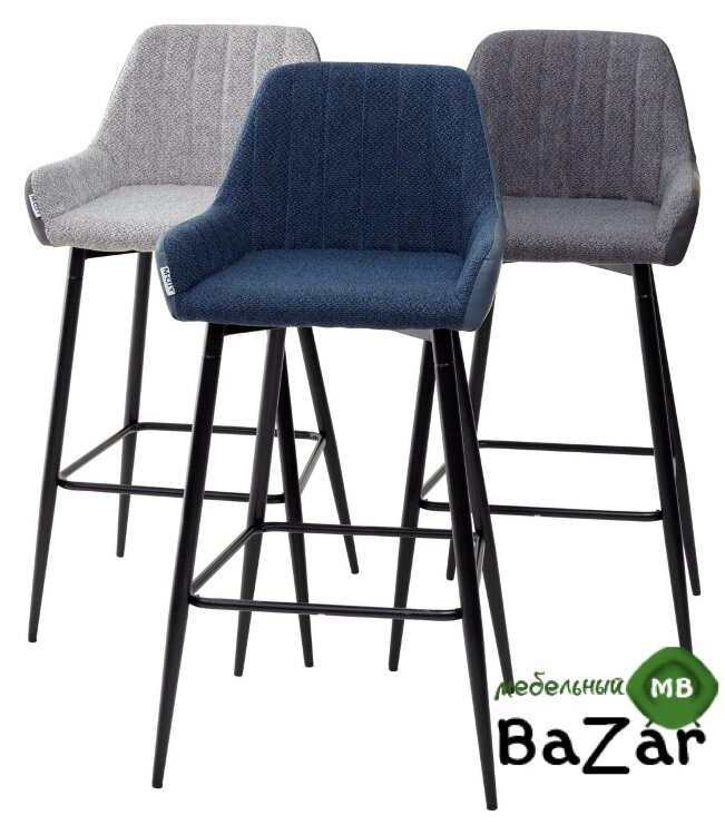 Барный стул PUNCH светло-серый меланж FC-01/ экокожа антрацит RU-08