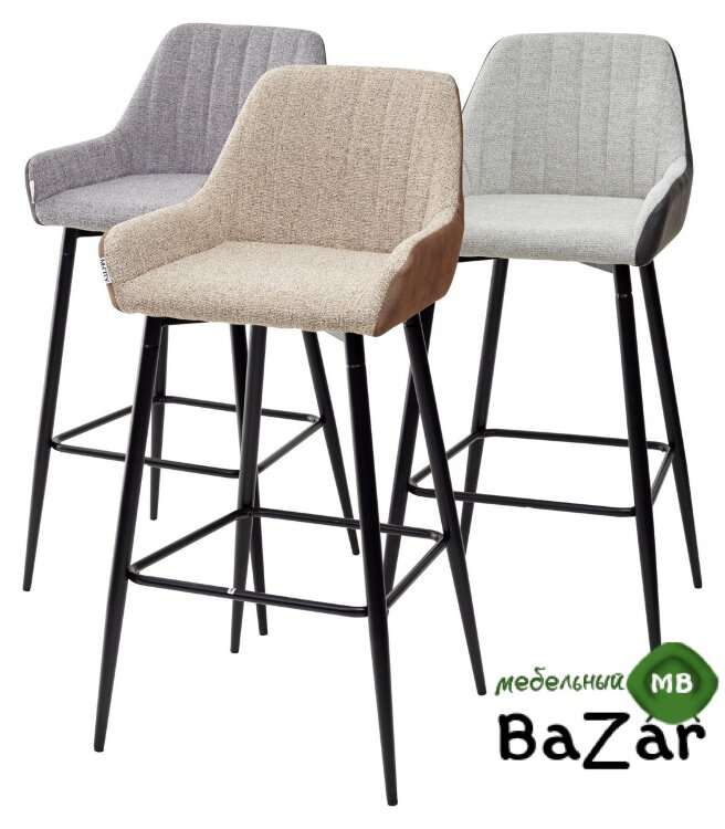 Барный стул PUNCH светло-серый меланж FC-01/ экокожа антрацит RU-08