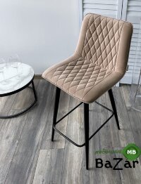 Полубарный стул Поль бежевый #5, велюр / черный каркас (H=66cm)