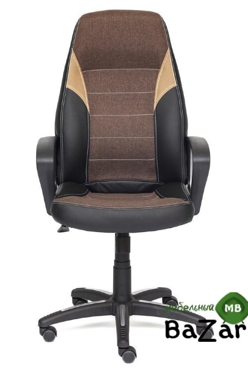 Кресло INTER кож/зам/ткань черный/коричневый/бронзовый