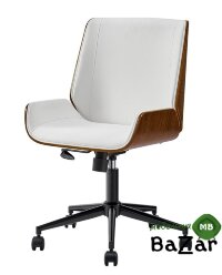 Кресло JY6264X-B белый PU/орех/черный
