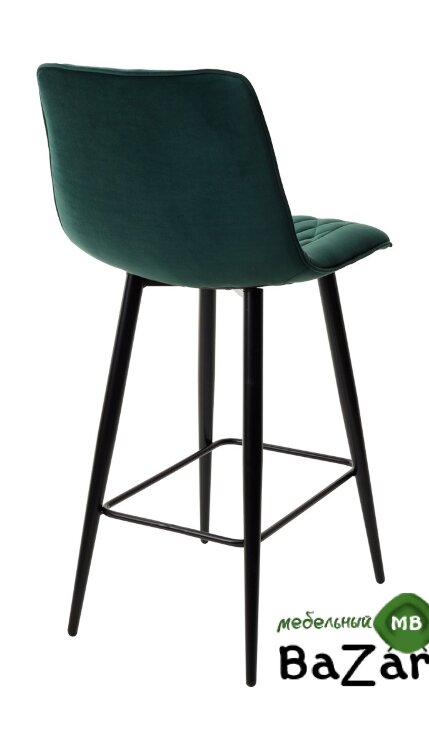 Полубарный стул Поль зеленый #19, велюр / черный каркас (H=66cm)