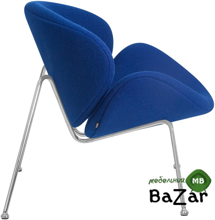 Кресло дизайнерское EMILY (синяя ткань AF6, хромированная сталь)