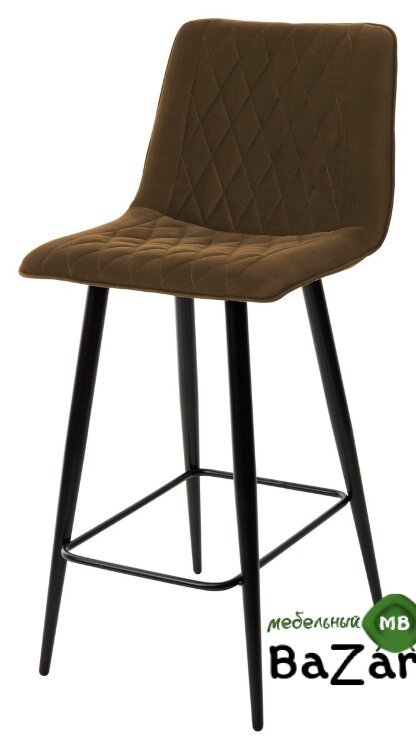 Полубарный стул Поль коричневый #11, велюр / черный каркас (H=66cm)