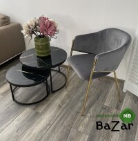 Стул DILL BLUVEL-14 GREY, велюр/ золотой каркас,