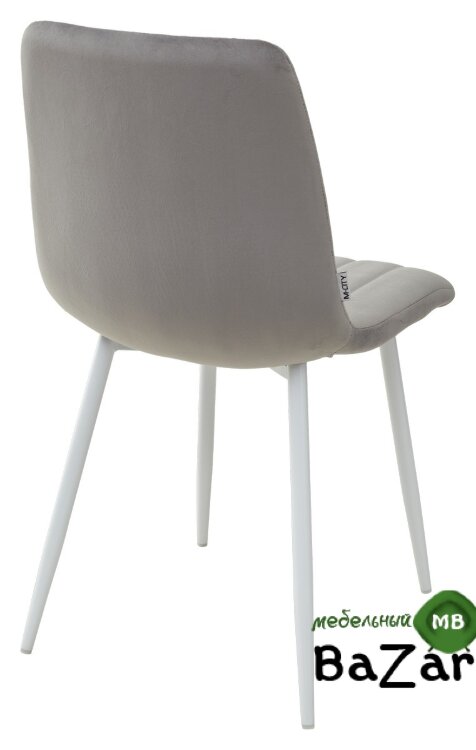 Стул DUBLIN G108-13 серебристо-серый, велюр / белый каркас