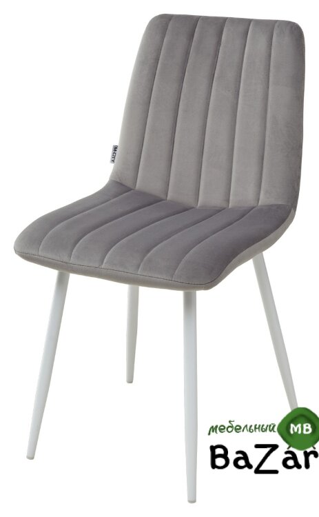 Стул DUBLIN G108-13 серебристо-серый, велюр / белый каркас