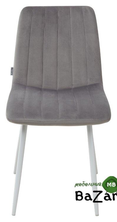 Стул DUBLIN G108-13 серебристо-серый, велюр / белый каркас