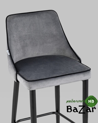 Стул полубарный Коби велюр серый