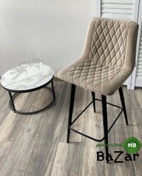 Полубарный стул Поль латте #25, велюр / черный каркас (H=66cm)