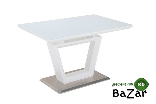 Стол ALEX S 120 белый глянец W023, стекло экстрабелое SUPERWHITE