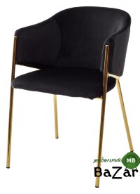 Стул DILL BLUVEL-19 BLACK, велюр/ золотой каркас,