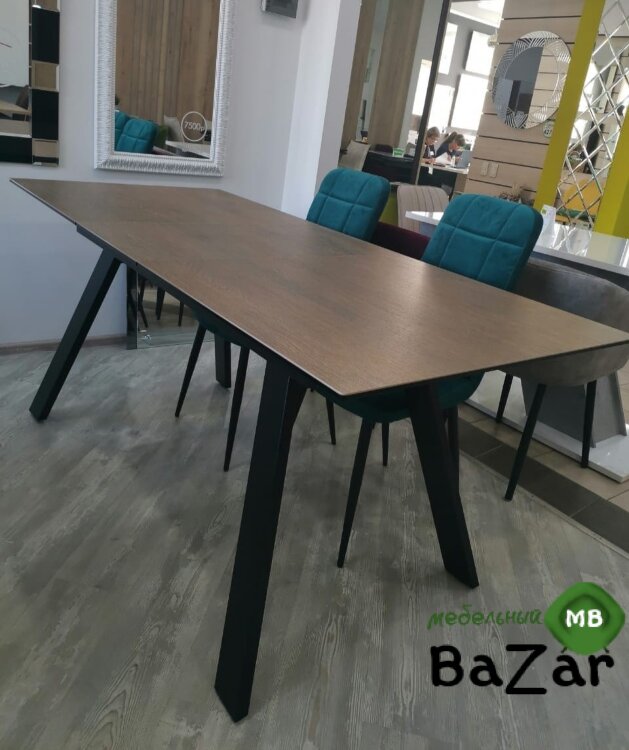 Стол Морис 140 Темный дуб, керамика / черный каркас