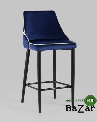 Стул полубарный Коби велюр синий