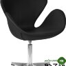 Кресло дизайнерское SWAN (черный кожзам P13, алюминиевое основание)