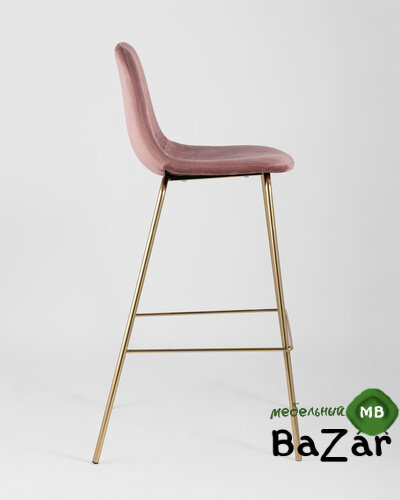 Стул барный Валенсия велюр пыльно-розовый золотые ножки