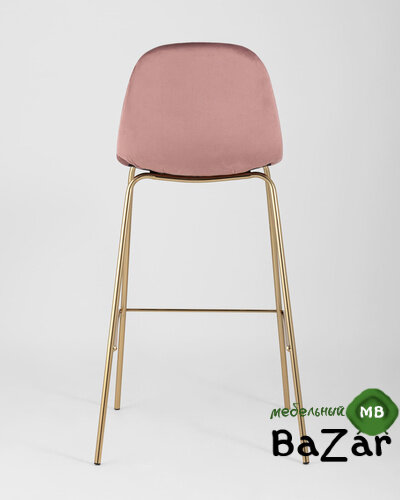 Стул барный Валенсия велюр пыльно-розовый золотые ножки